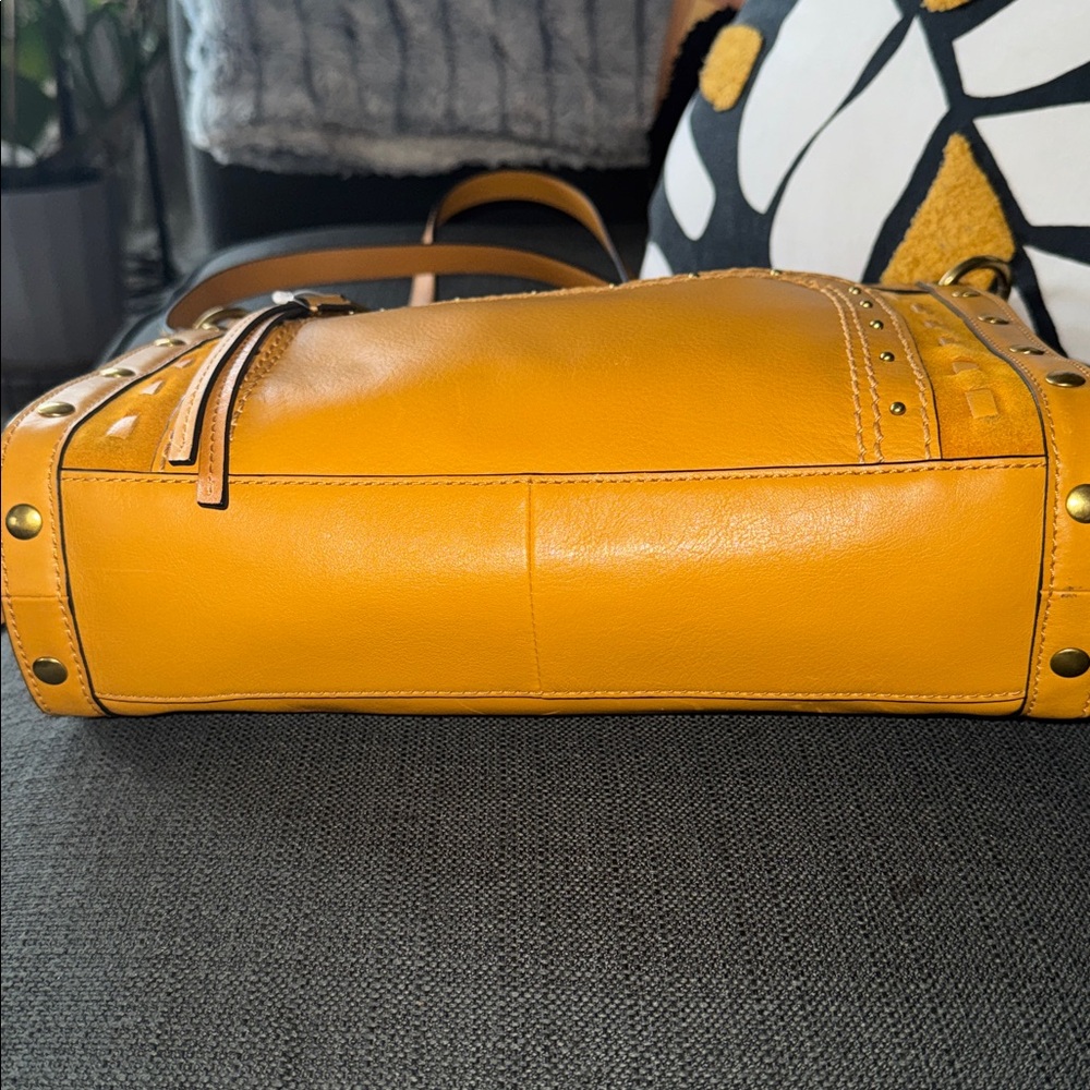Fossil Allie Satchel Mustard Yellow Leather Shoulder Bag NWOT missing key - Picture 3 of 5